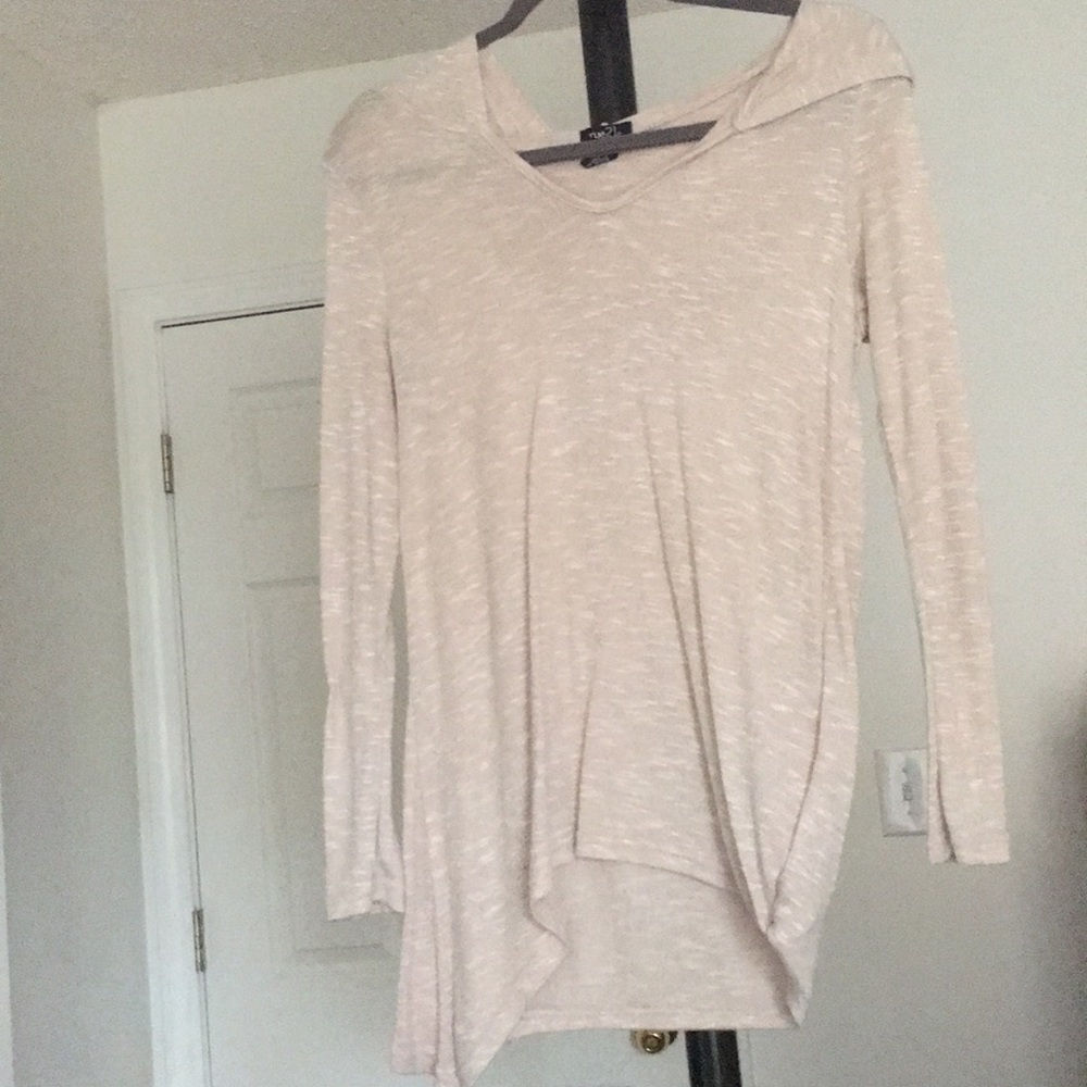 khaki sheer hoodie long sleeves shirt